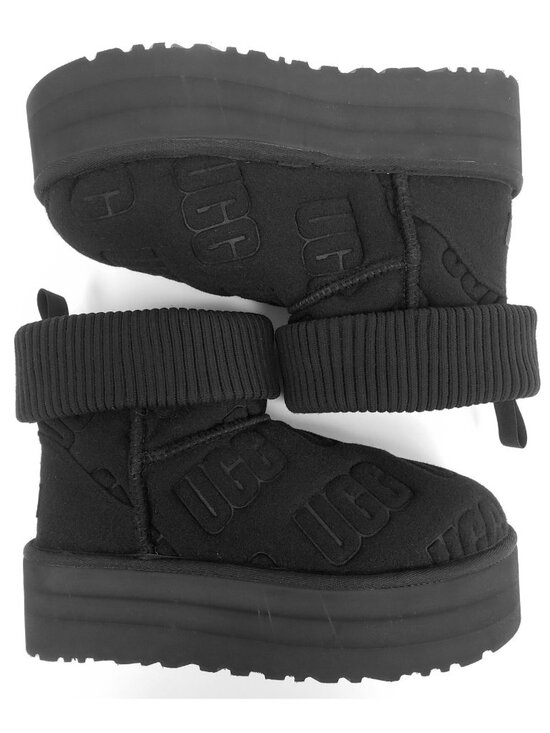 UGG Shoes - UGG Women's Classic Mini Platform Felted Wool Lined Ankle Boots in Black Size 10